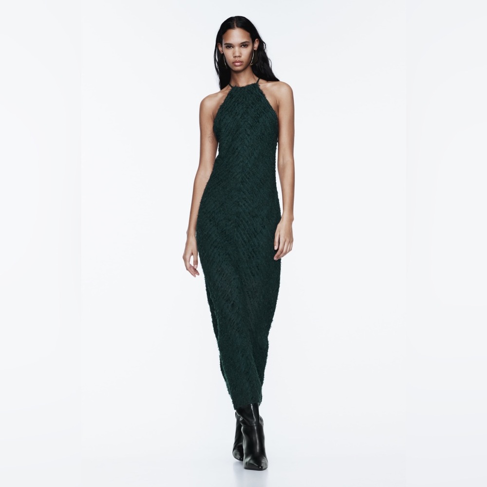 Zara Halter Dress with Fringe M